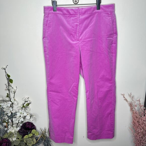 J. CREW Kate Straight-Leg Pant in Stretch Velvet Pink Purple Sz 14 {A37} - Picture 3 of 7